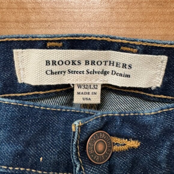 Brooks Brothers Dark Wash Cherry Street Selvedge Denim Carpenter Pants W32 x L32 - Picture 7 of 8